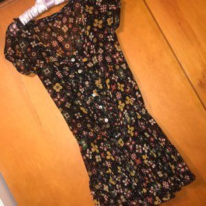 DENNYROSE SHEER FLORAL DROPWAIST DRESS. RARE FIND italian